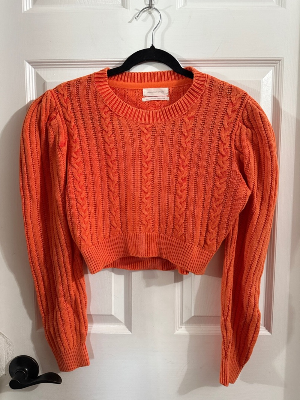 Urban outfitters Orange Cable-Knit Crewneck Sweater